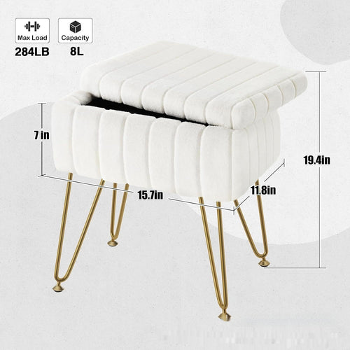 Dresser Square White Small Size Makeup Stool