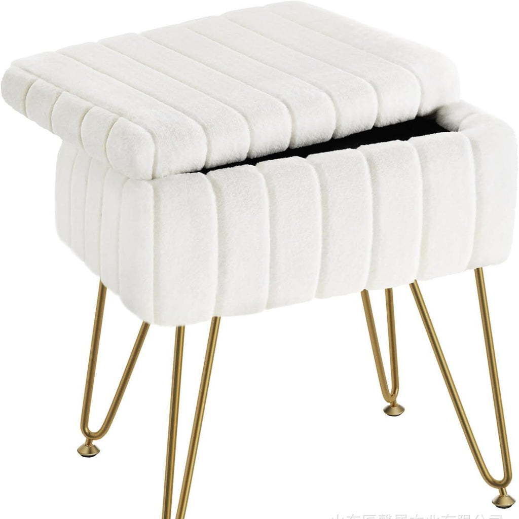Dresser Square White Small Size Makeup Stool